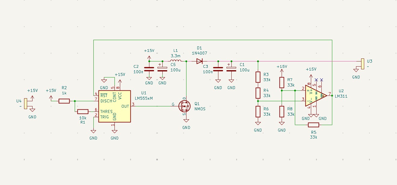 Boost converter schematic in KiCad
